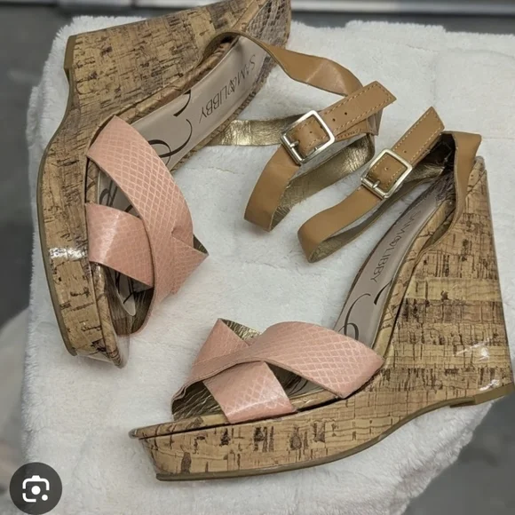 Sam & Libby Camille Wedge Sandals Sz 7 - Picture 2 of 6